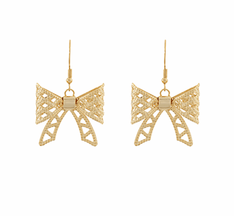 Textured Bow Drop Earrings