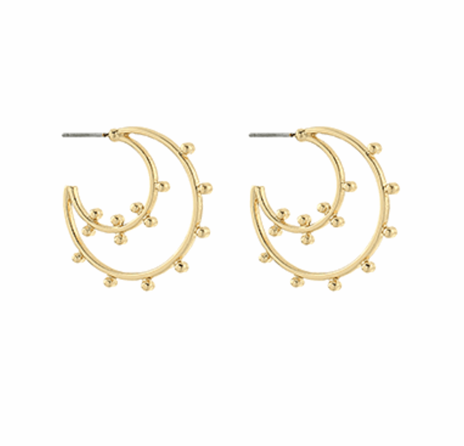 Dotted Outline Moon Hoop Earrings