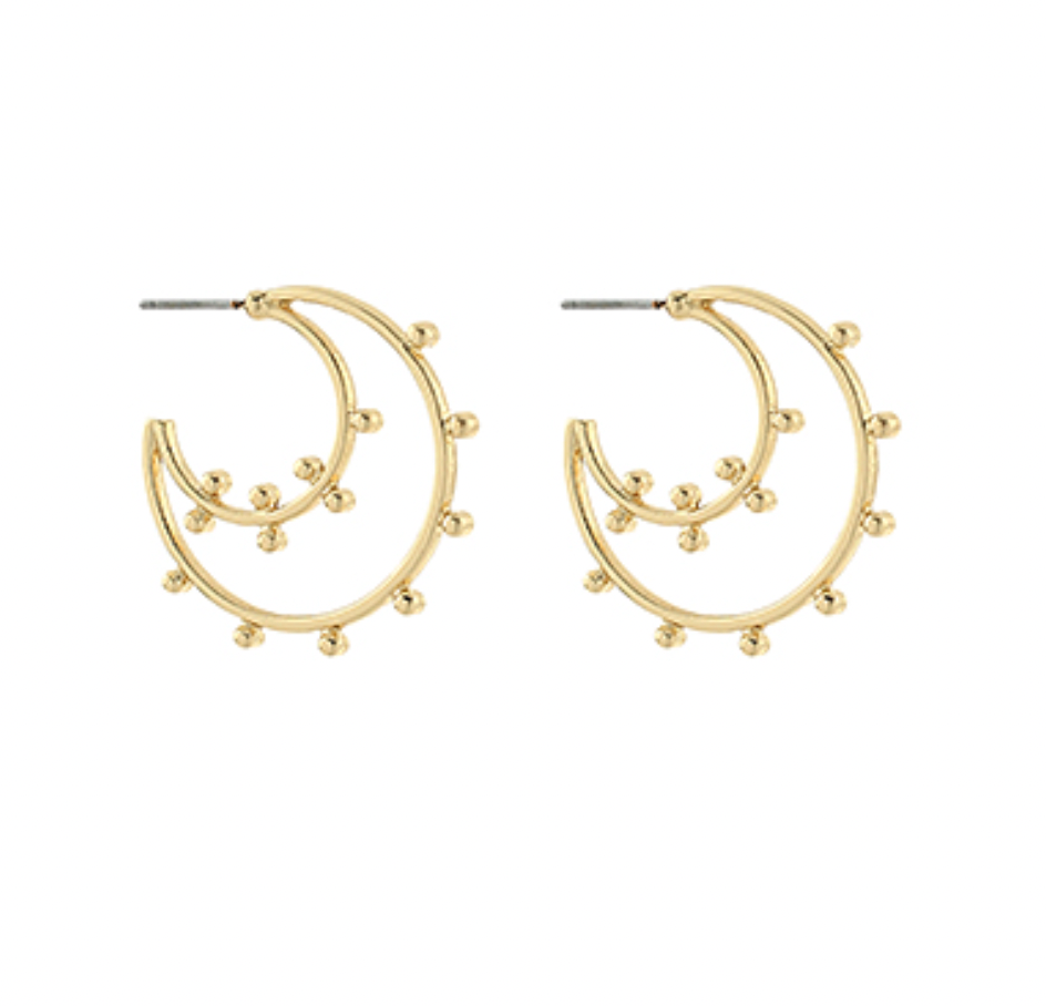 Dotted Outline Moon Hoop Earrings