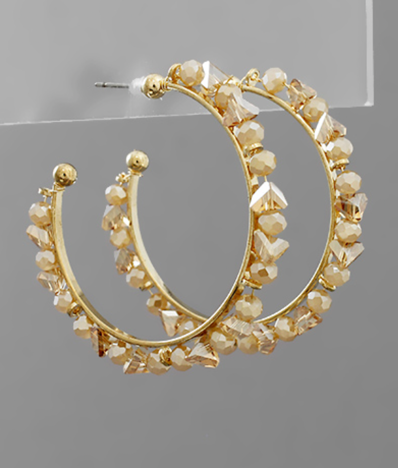 Topaz Beaded Hoops