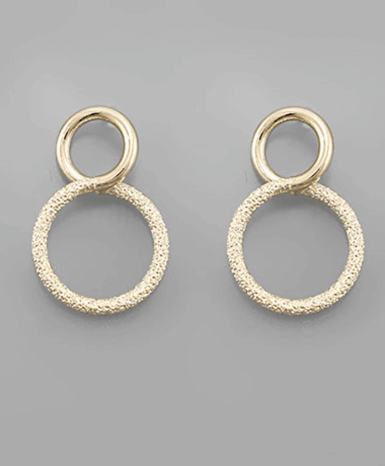 Brass Cross Circle Earrings