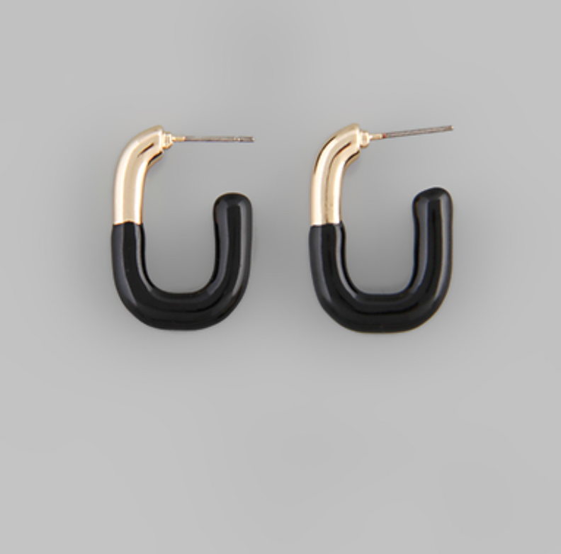 Two-Tone Oval Earrings