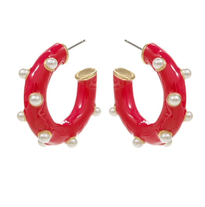 Pearl Dotted Hoop Earrings