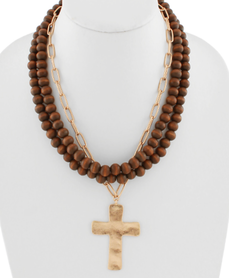 Cross Wooden Necklace