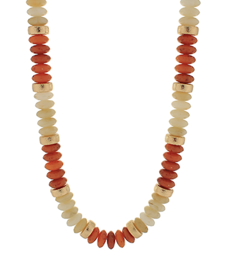 Wide Bead Stone Textured Necklace