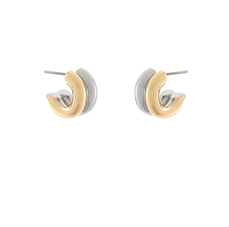 Two Tone Double Line Hoop Earrings