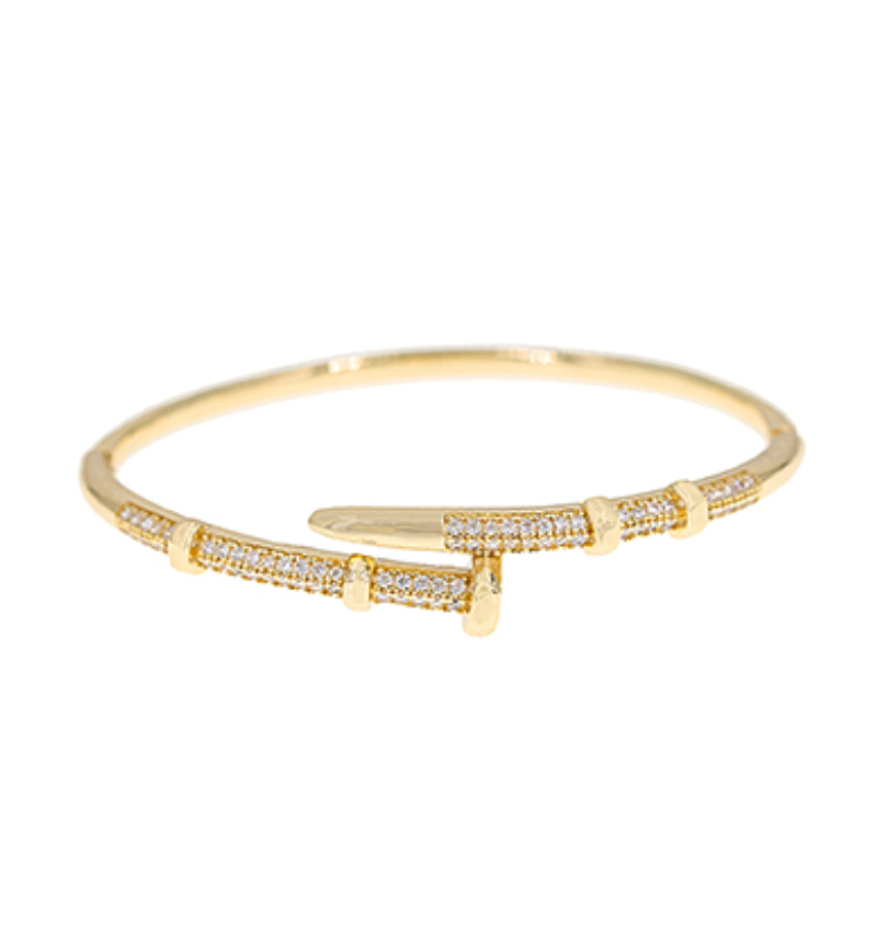 Diamond Nail Bangle Bracelet