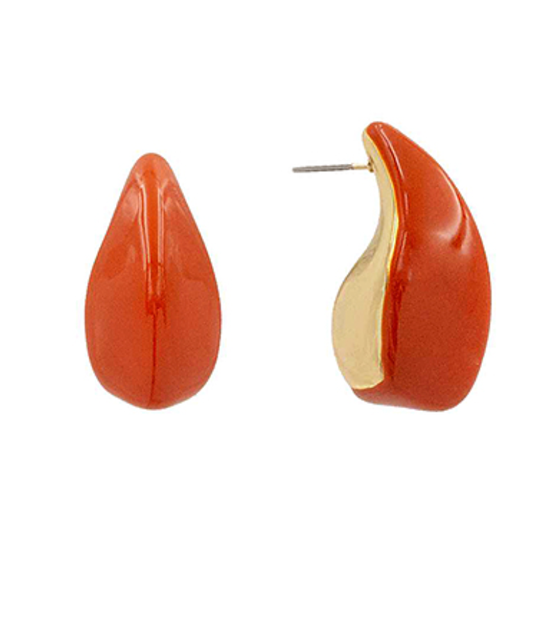 Coated Angle Teardrop Stud Earrings