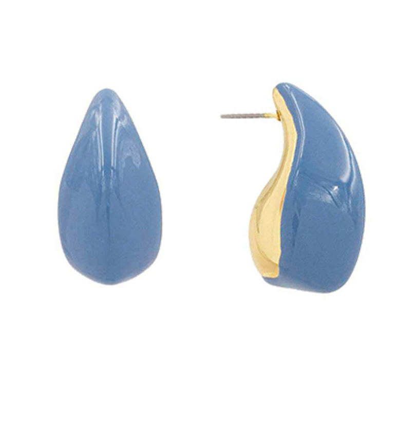 Coated Angle Teardrop Stud Earrings