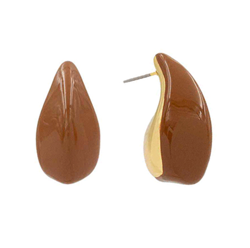 Coated Angle Teardrop Stud Earrings