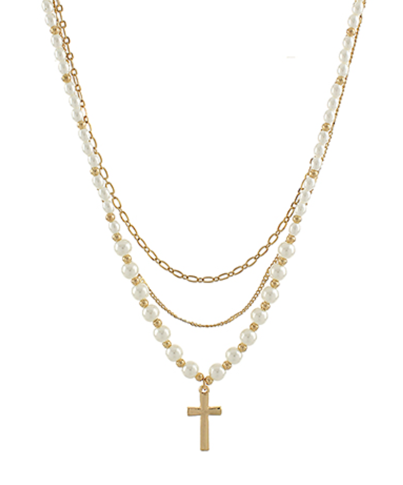 Pearl and Cross Necklace