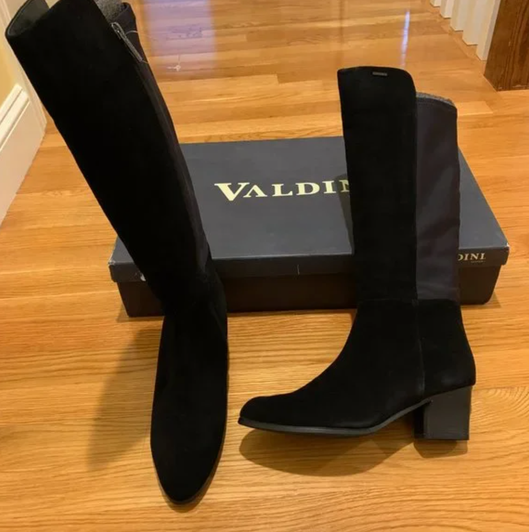 Suede Stretch Calf Boots