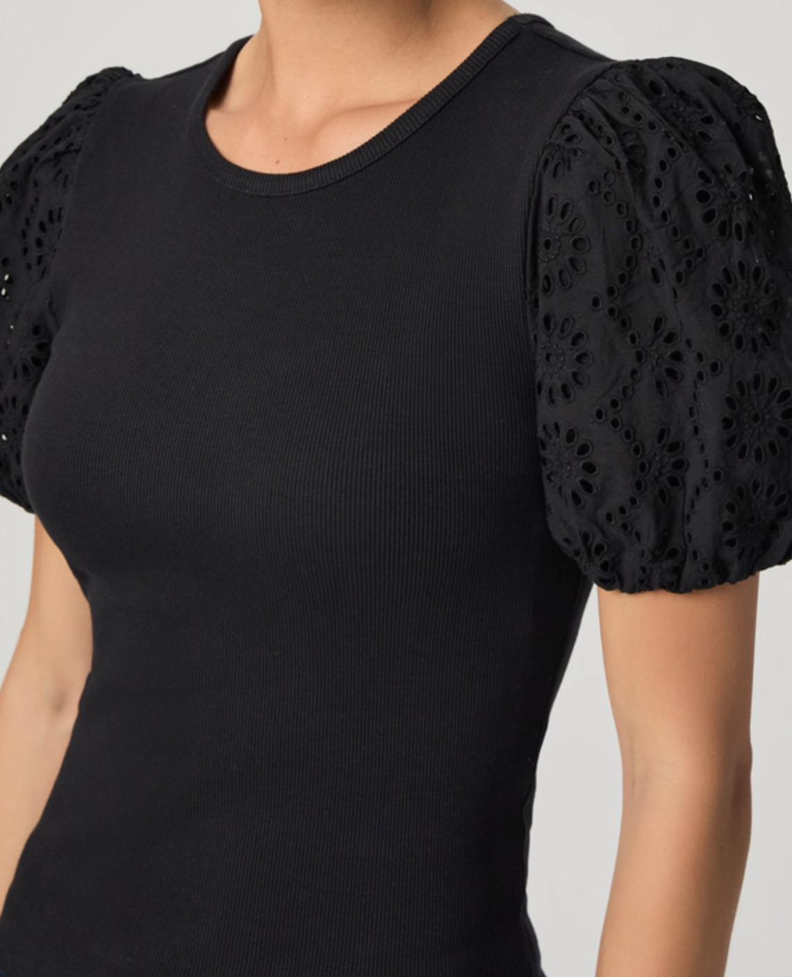 Paige Black Sweater Puff Sleeve
