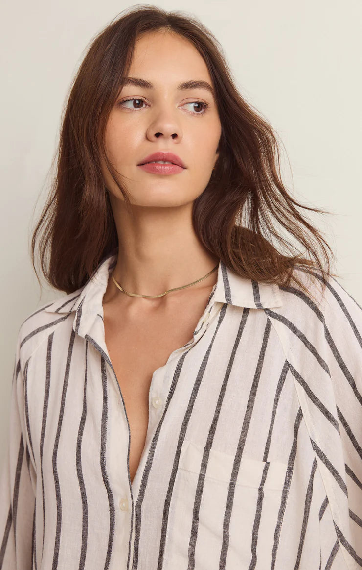 Perfect Striped Linen Top