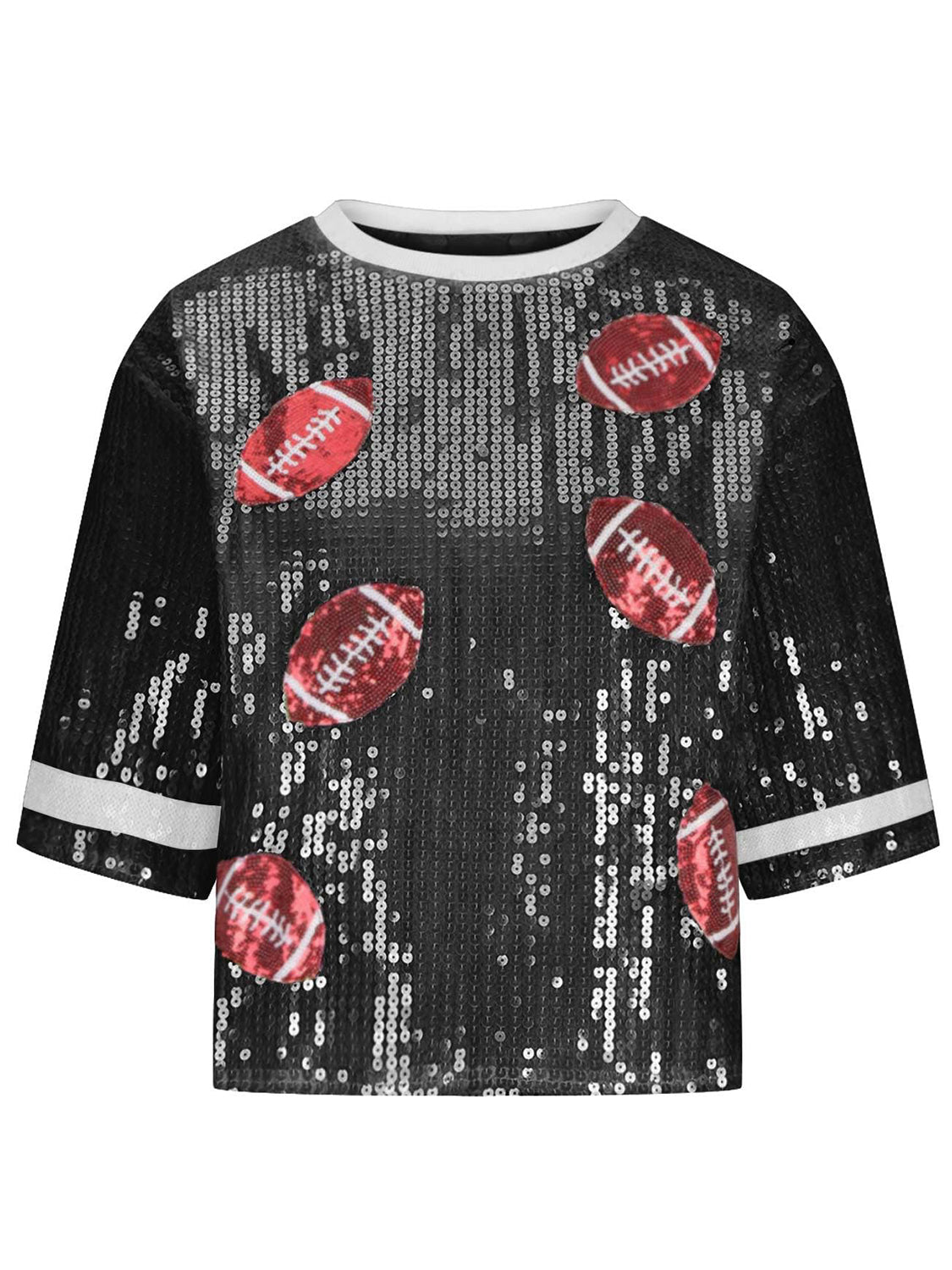 Sequin Football Round Neck Half Sleeve Top (Online Exclusive)UncategorizedTopsSequin Football Round Neck Half Sleeve Top - Exclusive