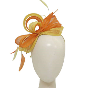 Two Tone Sinamay Fascinator With Feather Trimming Headband