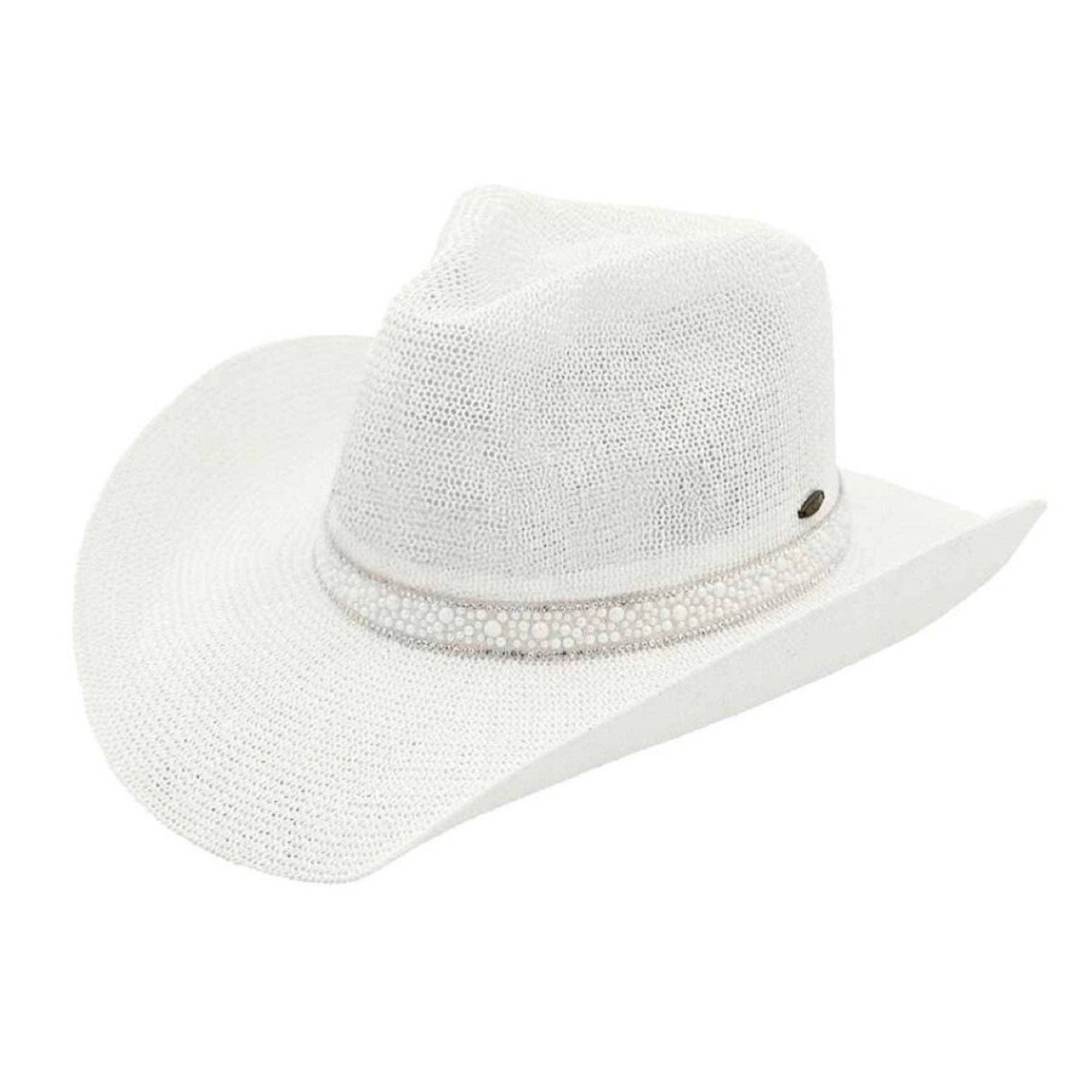 Becky Cowboy Hat w/Black Pearl & Rhinestone