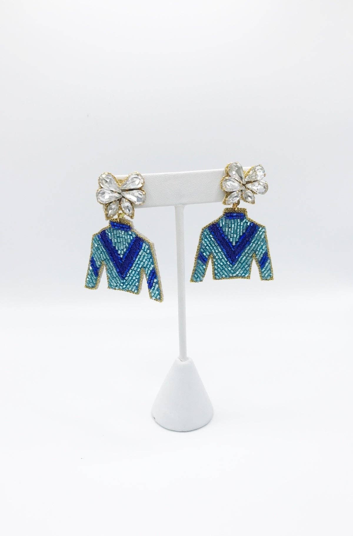 Derby Jockey Silks Earrings Thick V