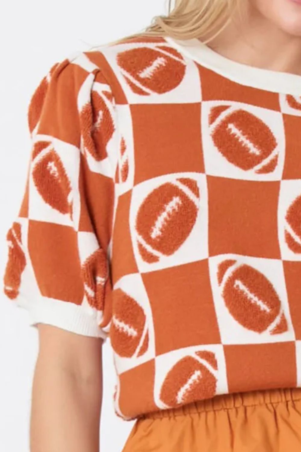 Football Round Neck Short Sleeve Sweater (Online Exclusive)