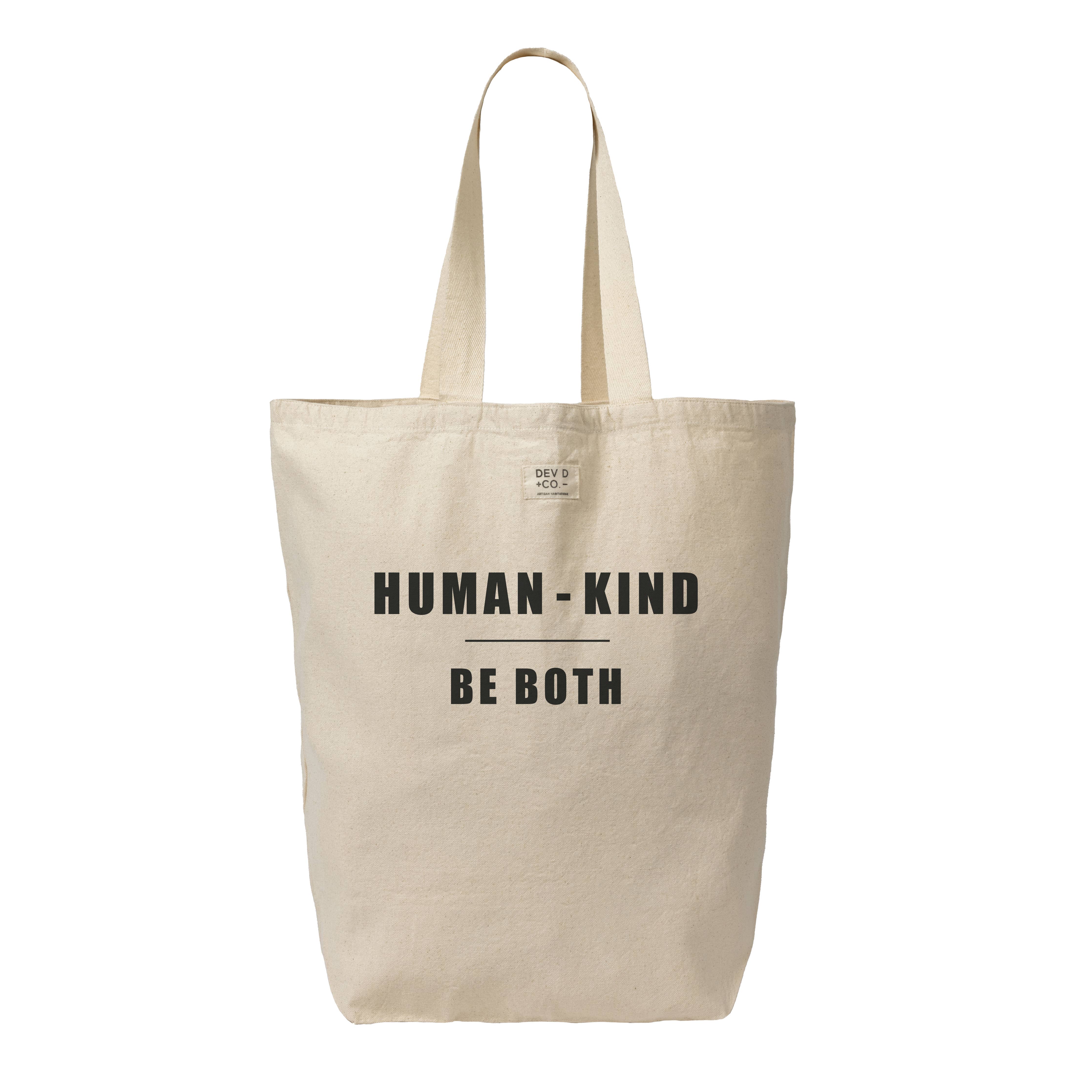 Human Kind - Canvas Tote Bag with Pocket - Large Tote