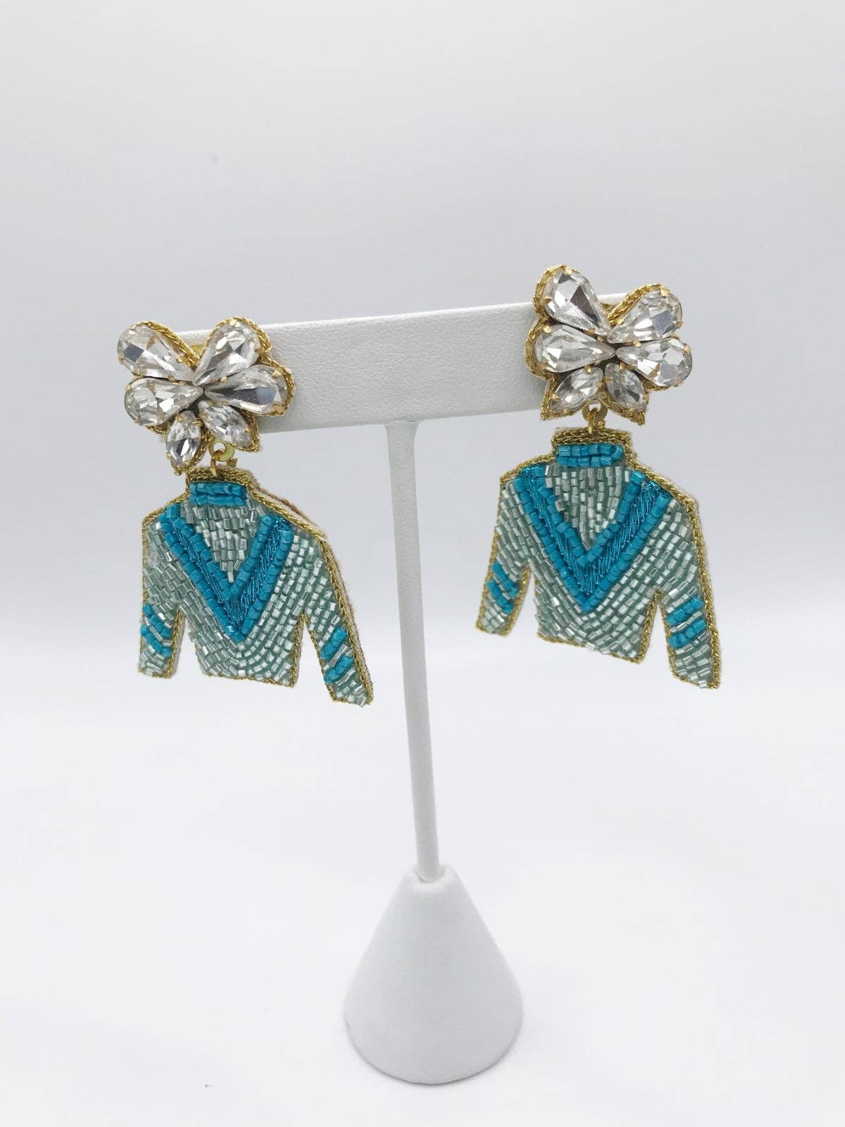 Derby Jockey Silks Earrings Thick V