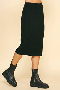 Cable Knit Sweater Skirt - Black