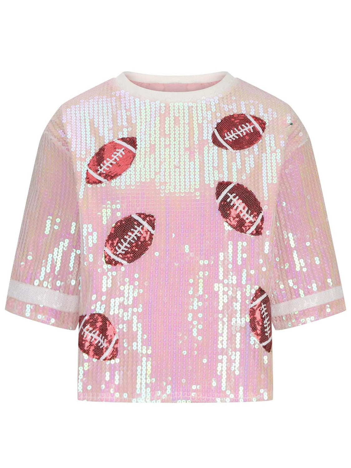 Sequin Football Round Neck Half Sleeve Top (Online Exclusive)UncategorizedTopsSequin Football Round Neck Half Sleeve Top - Exclusive