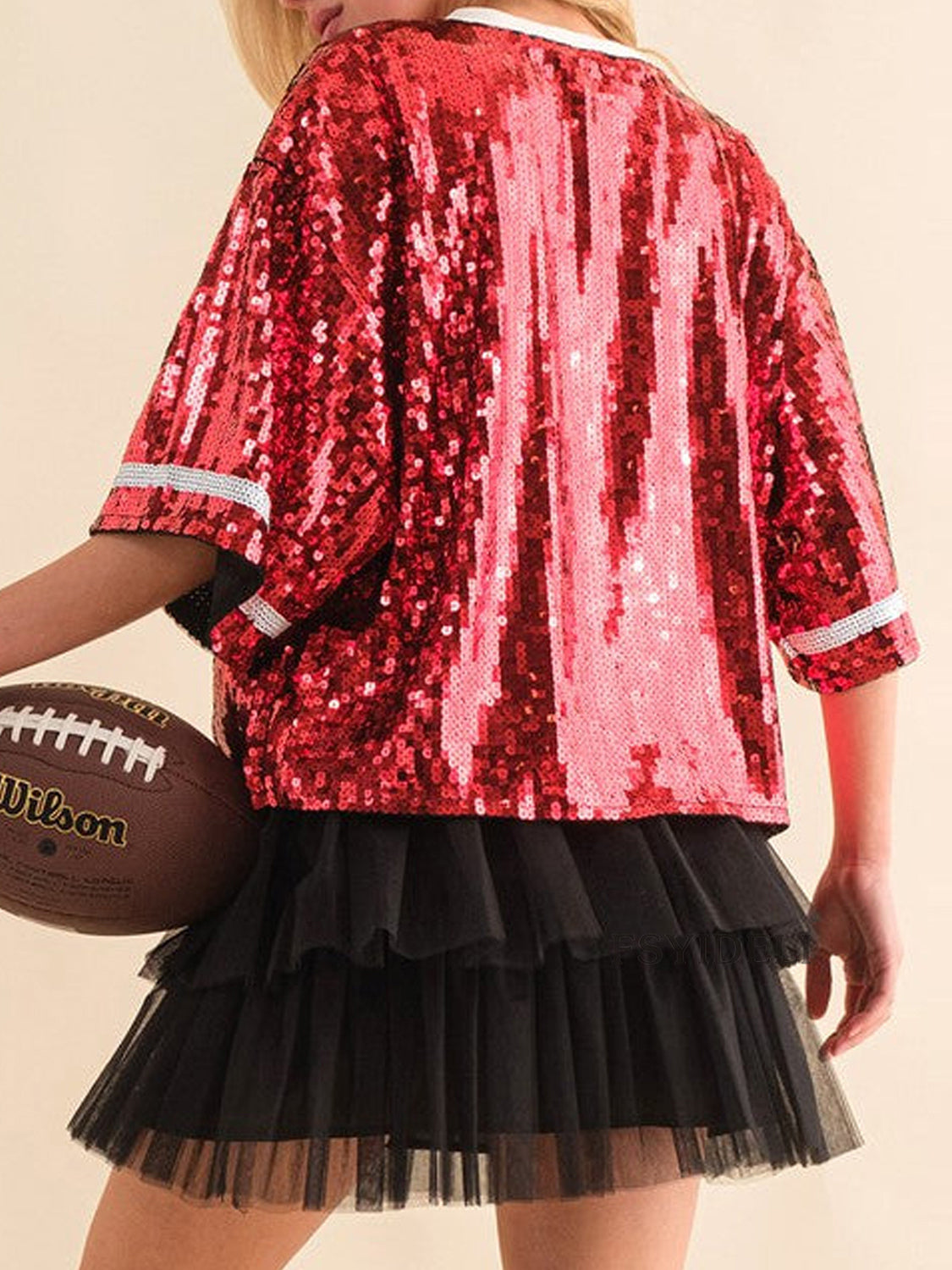 Sequin Football Round Neck Half Sleeve Top (Online Exclusive)UncategorizedTopsSequin Football Round Neck Half Sleeve Top - Exclusive