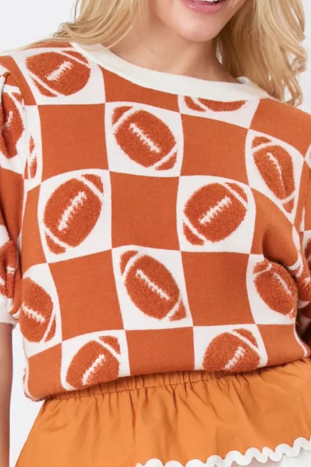 Football Round Neck Short Sleeve Sweater (Online Exclusive)