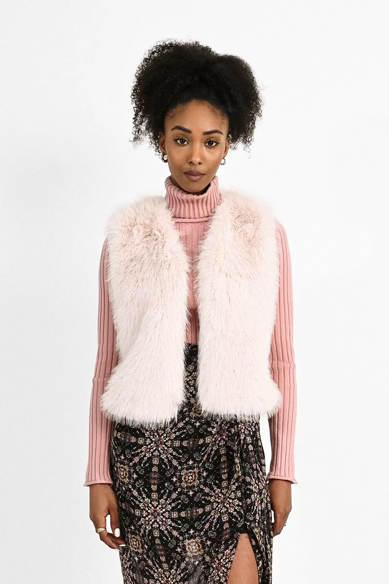 Womens pink top fur vest