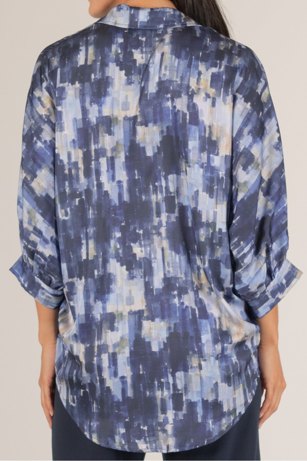 Satin Billowy Sleeve Button Up