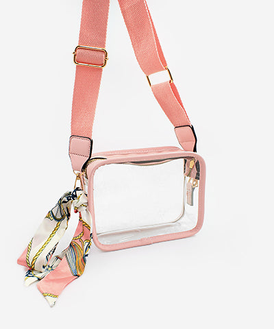 Clear Mini Rectangle Crossbody Pink/Clear