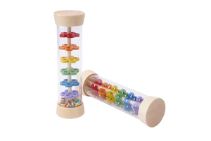 Rainbow Bead Wooden Tipping Rattle Toy
