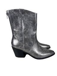 Dolce Vita Imana Mid Calf Silver Cowboy Boot 7.5