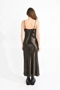 SATIN DRESS WITH COWL NECK