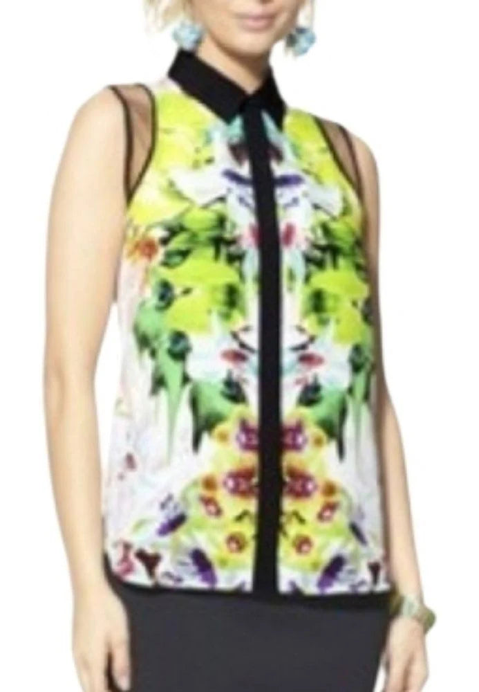 Prabal Gurung Floral Button Up Tank