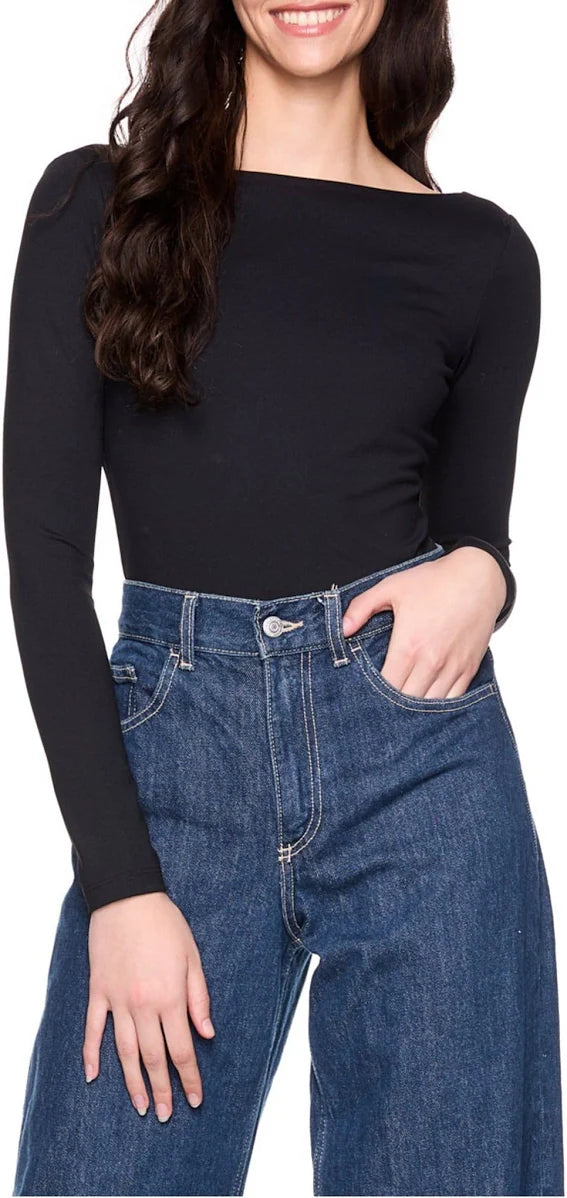 Susana Monaco Long Sleeve Scoop Back Top