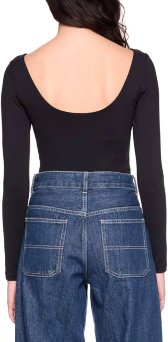 Susana Monaco Long Sleeve Scoop Back Top