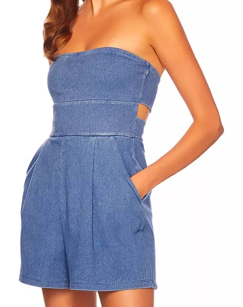 Susana Monaco Stretch Denim Tube Romper