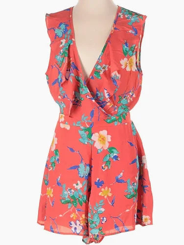 Coral Tropical Romper