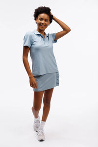The Blaire Skort In Signature Stretch - Dusty Blue