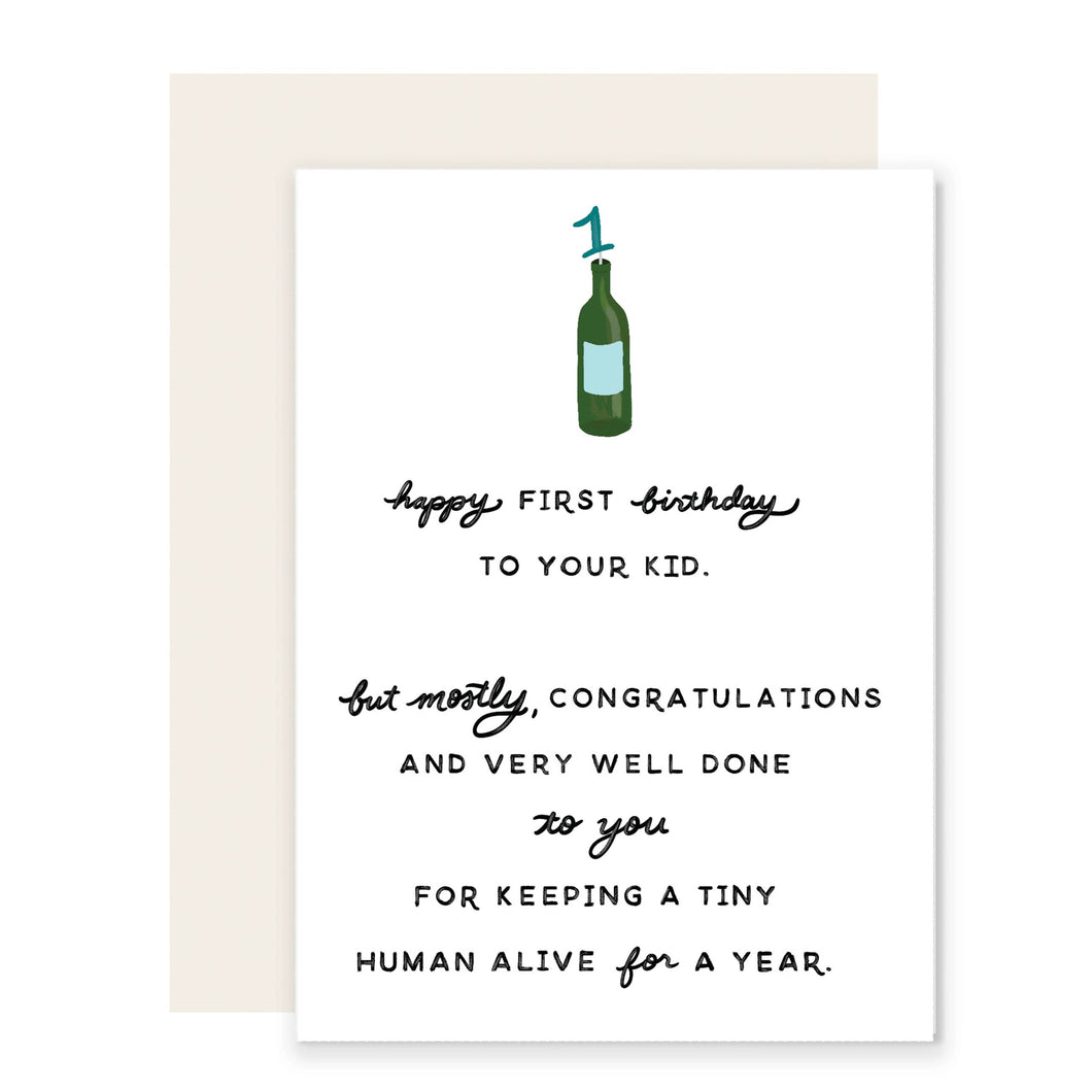 First Birthday Wine | Funny Birthday Card For Baby and Mom